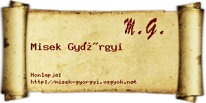 Misek Györgyi névjegykártya